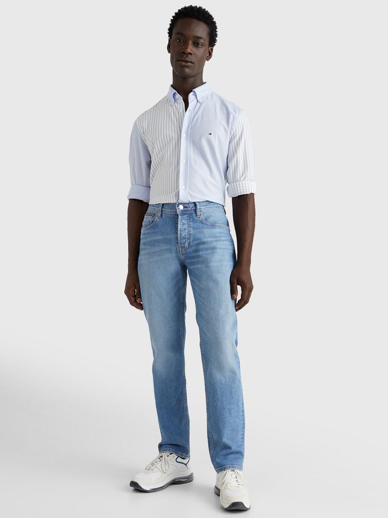 Férfi Tommy Hilfiger Denton straight fit organic cotton Farmer Nadrág Kék | HU 1146AHK